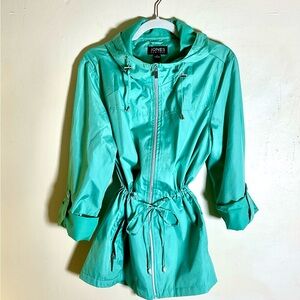 Jones New York Women's Teal Raincoat Jacket Windbreaker size Large